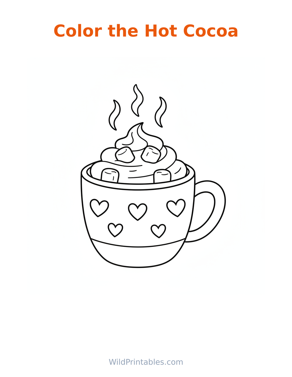 Hot Cocoa Coloring Page — free printable coloring for kids to print and color at home