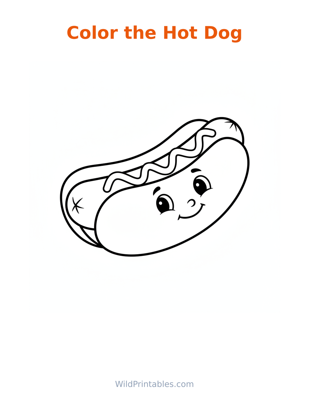 Hot Dog Coloring Page — free printable coloring for kids