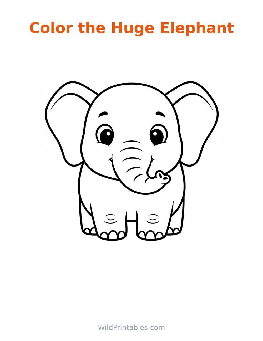 Huge Elephant Coloring Page — free printable coloring for kids