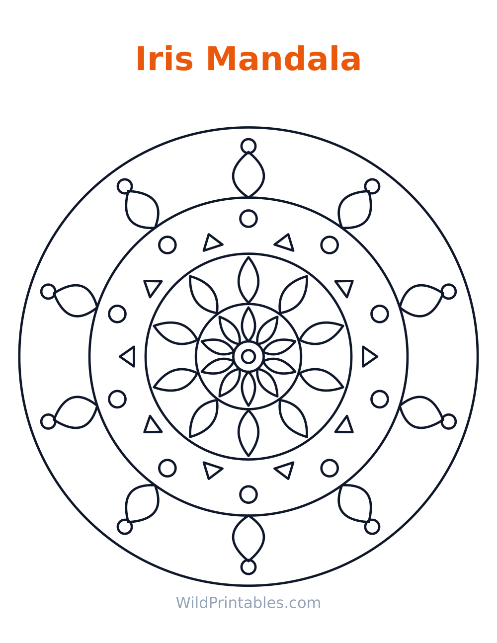 Iris Mandala — free printable mandala for kids