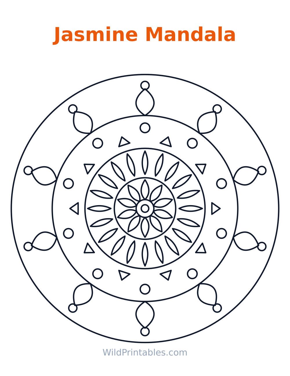 Jasmine Mandala — free printable mandala for kids