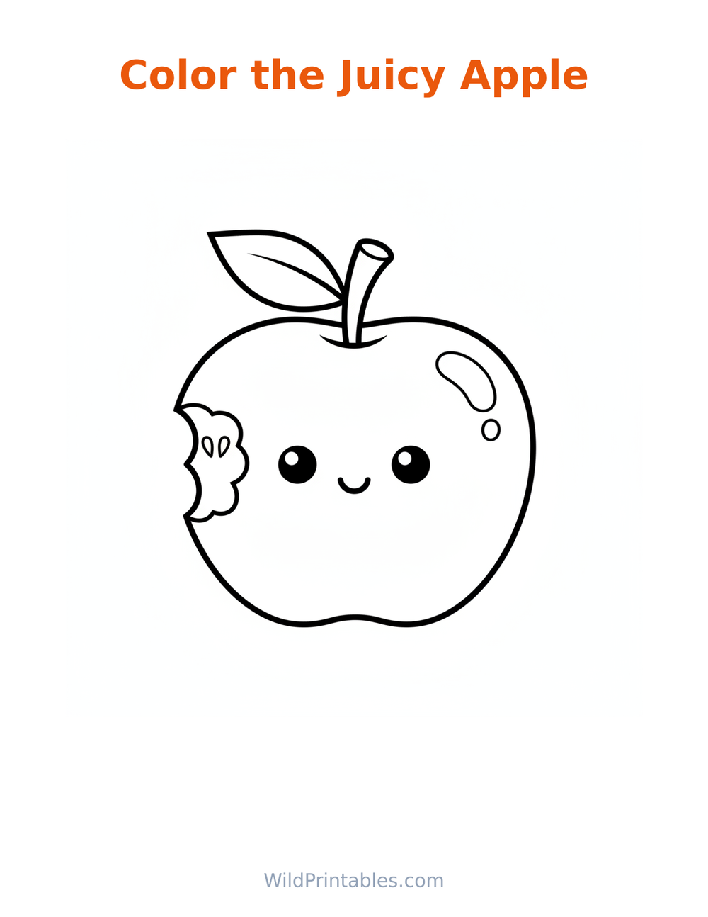 Juicy Apple Coloring Page — free printable coloring for kids
