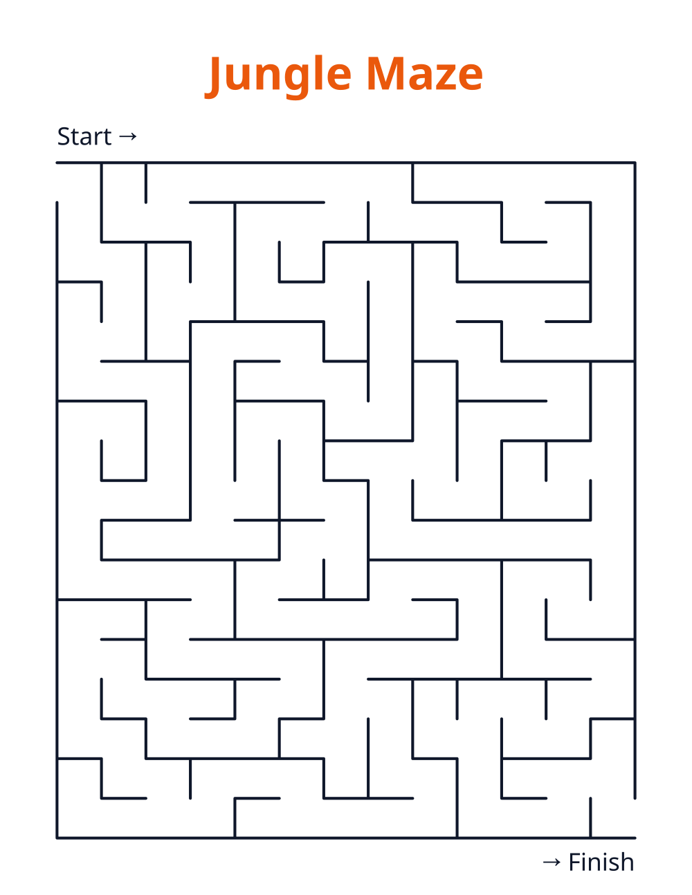 Jungle Maze — free printable maze for kids