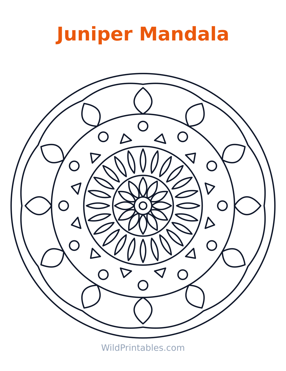 Juniper Mandala — free printable mandala for kids