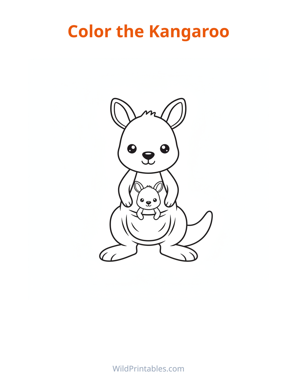 Kangaroo Coloring Page — free printable coloring for kids to print and color at home