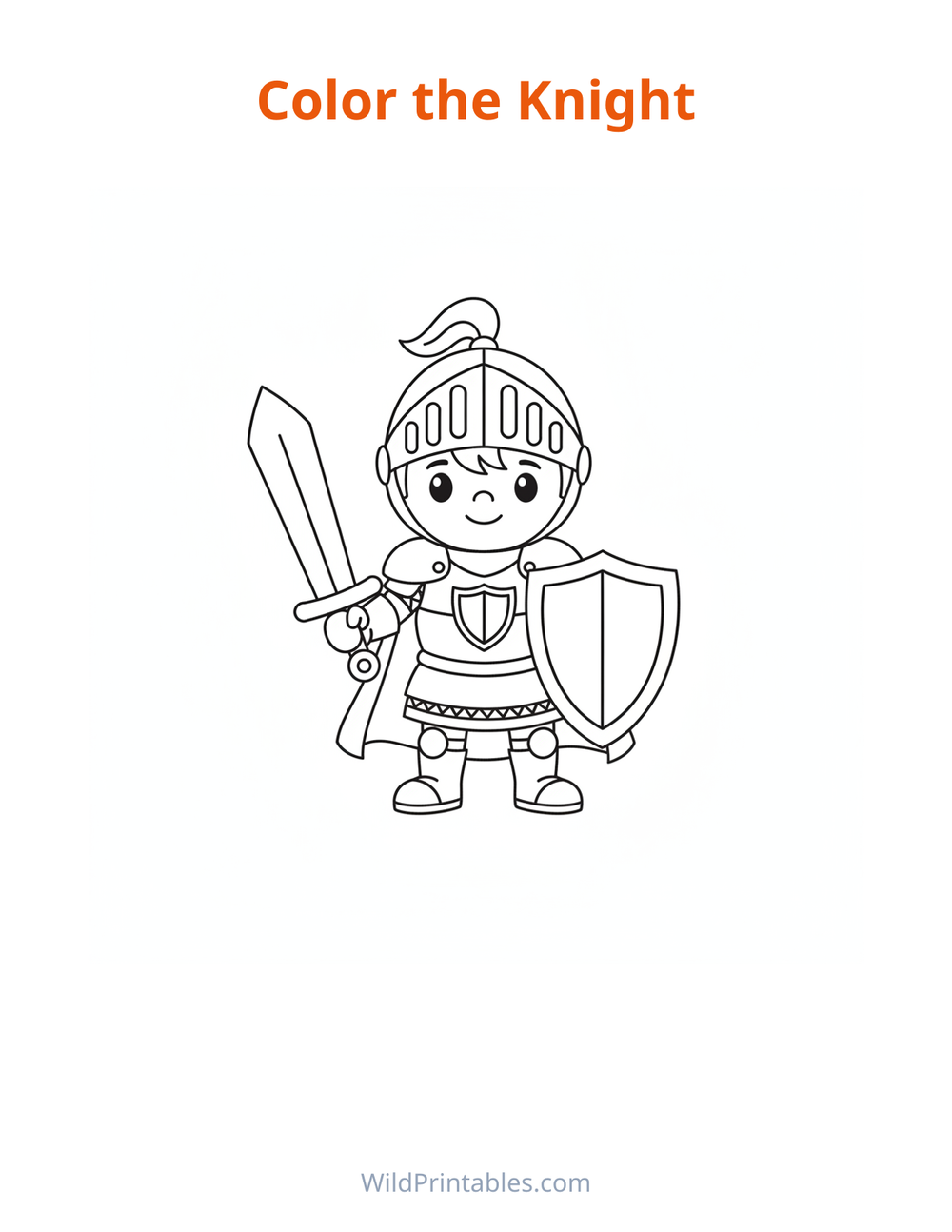 Knight Coloring Page — free printable coloring for kids