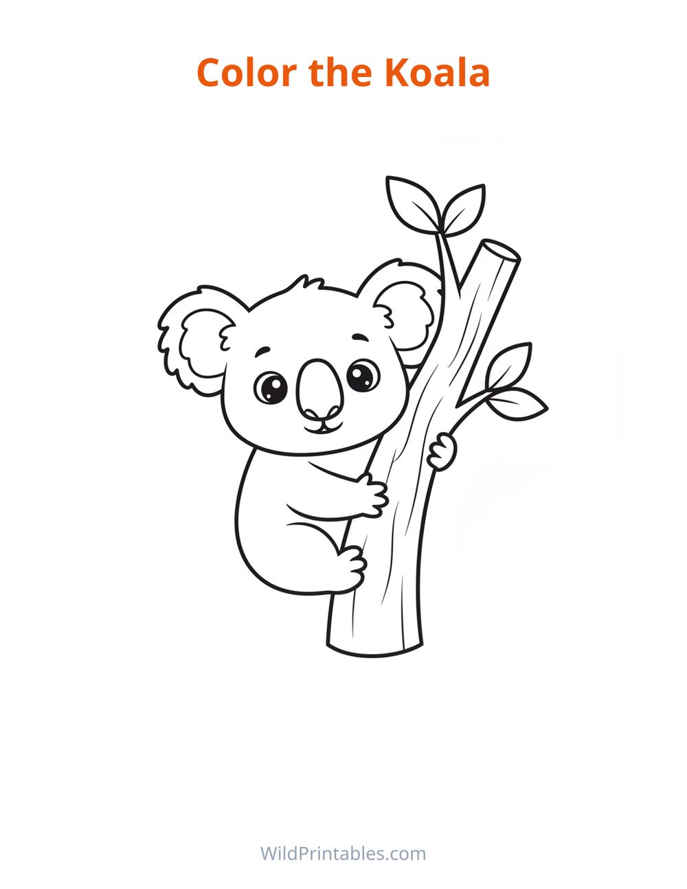 Koala Coloring Page — free printable coloring for kids to print and color at home