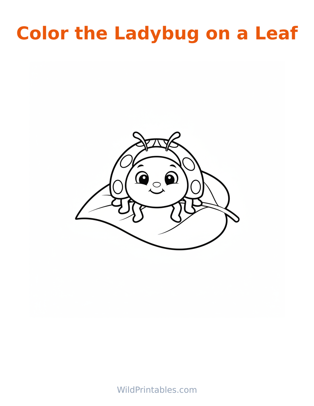 Ladybug on a Leaf Coloring Page — free printable coloring for kids