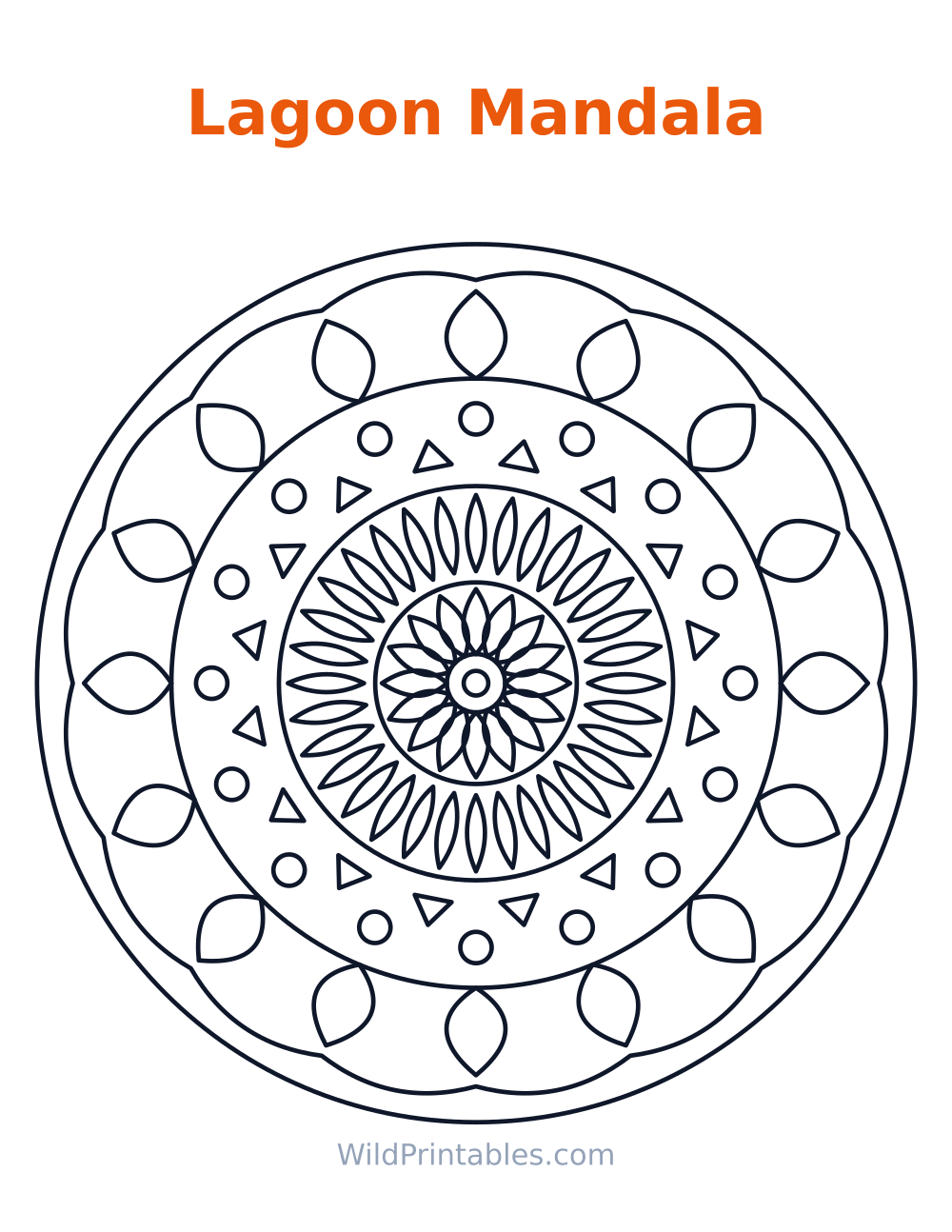 Lagoon Mandala — free printable mandala for kids