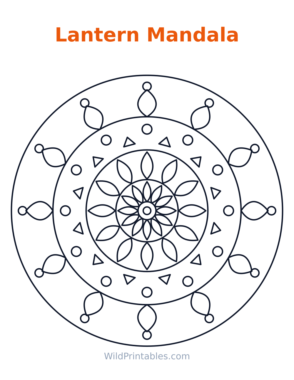 Lantern Mandala — free printable mandala for kids