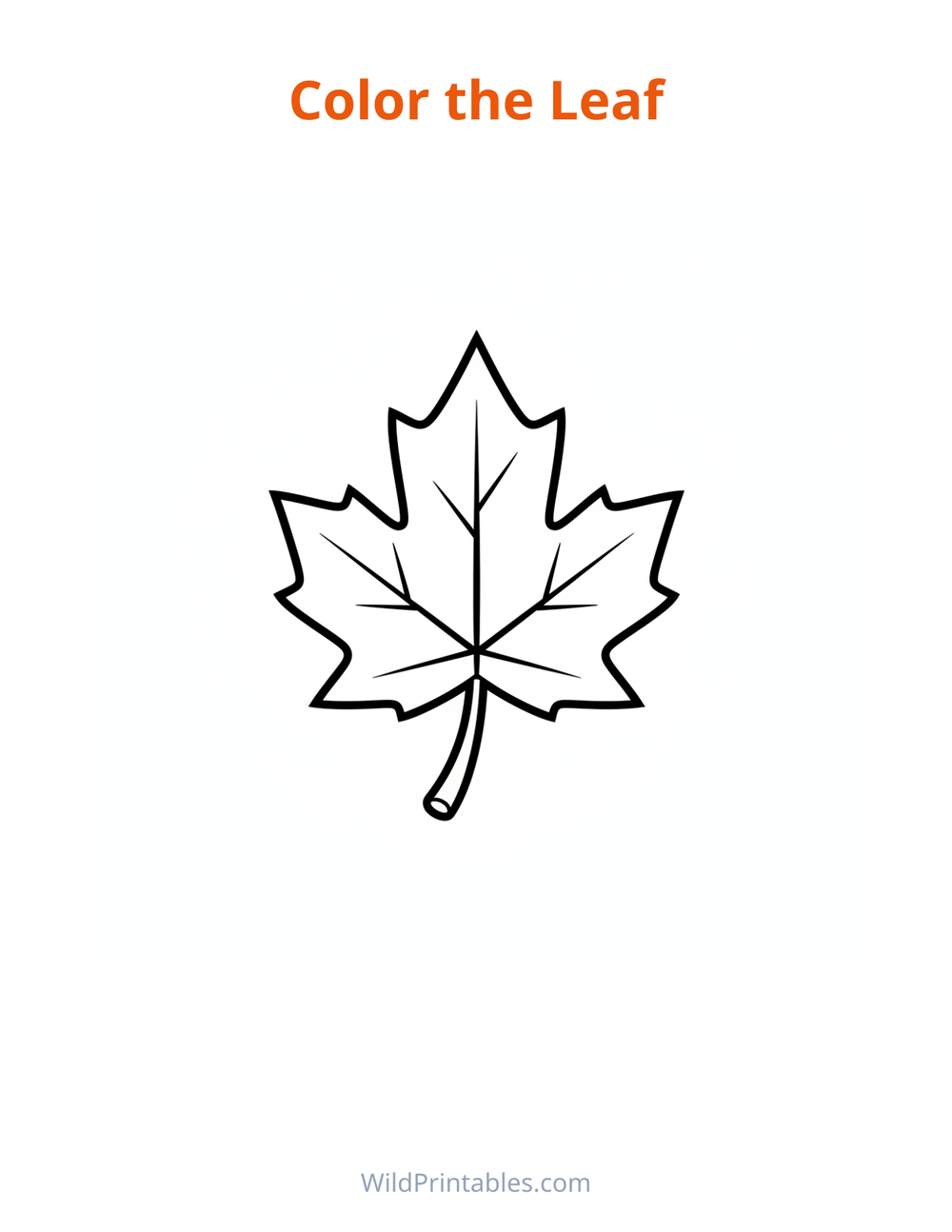 Leaf Coloring Page — free printable coloring for kids to print and color at home