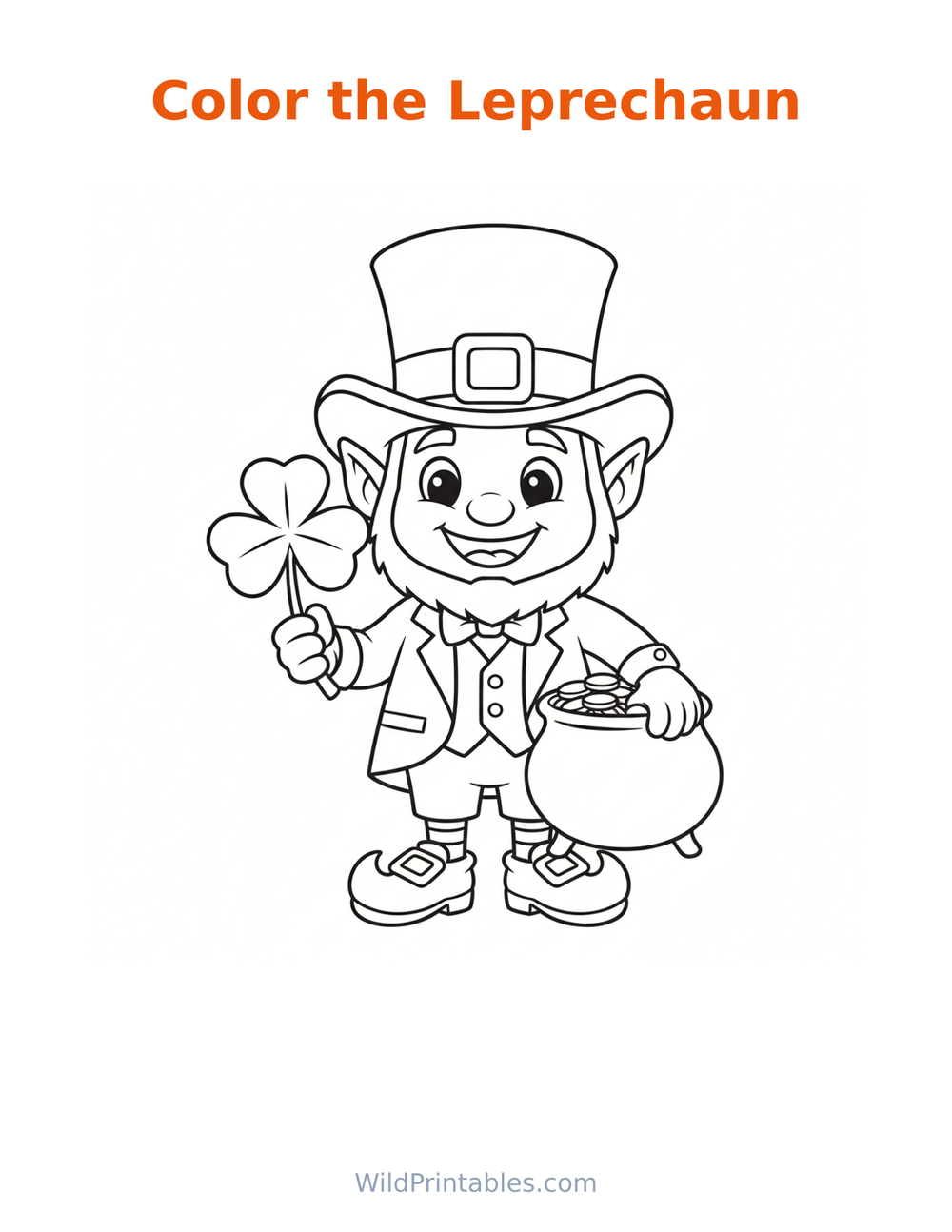 Leprechaun Coloring Page — free printable coloring for kids