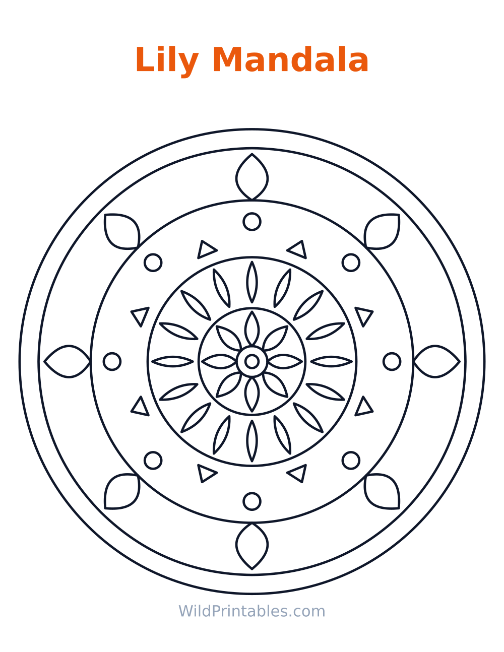 Lily Mandala — free printable mandala for kids