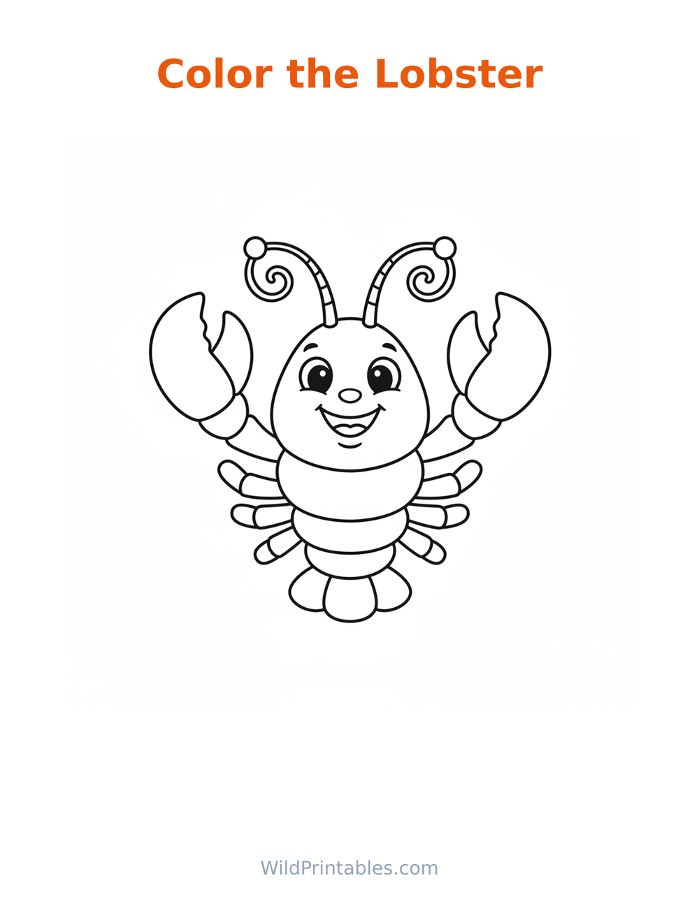Lobster Coloring Page — free printable coloring for kids