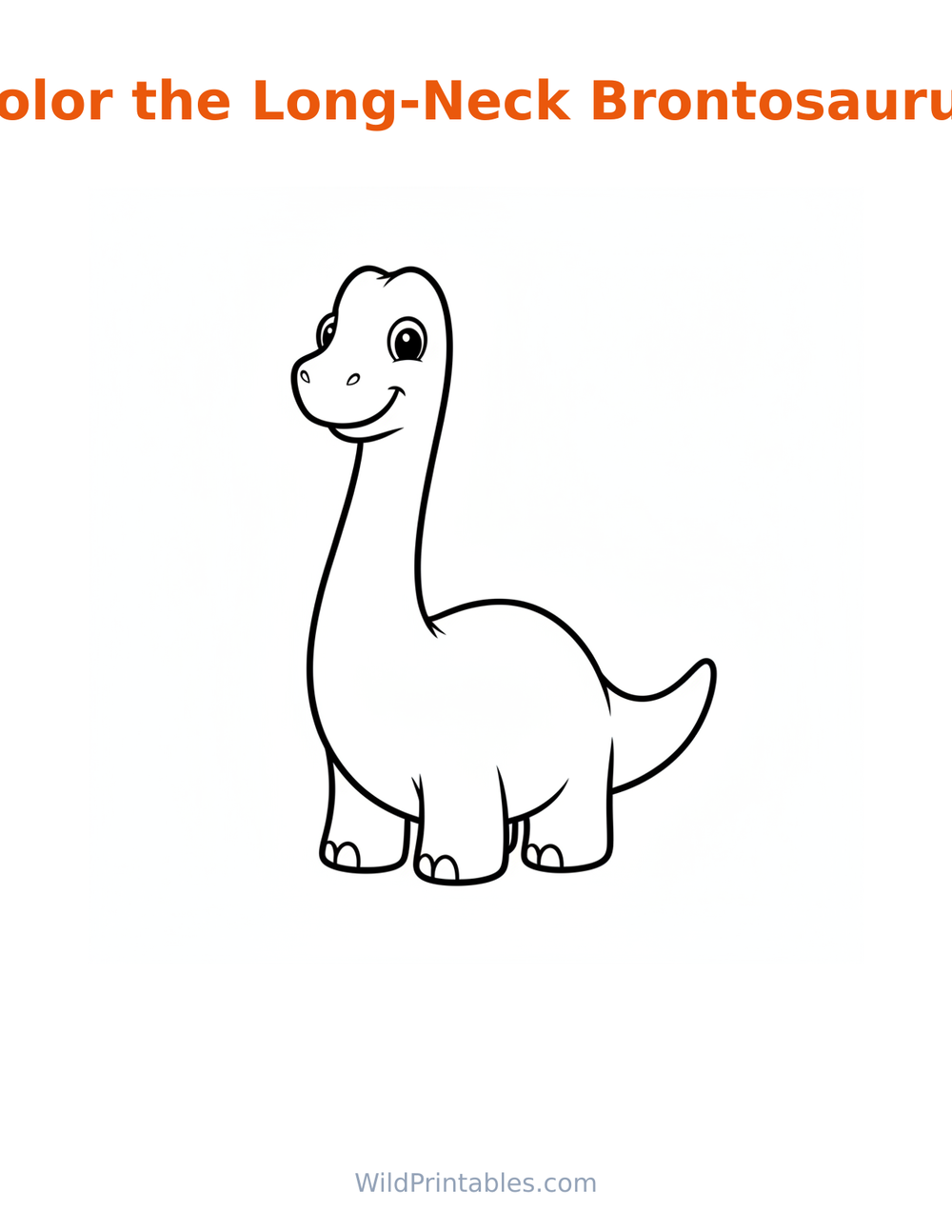 Long-Neck Brontosaurus Coloring Page — free printable coloring for kids