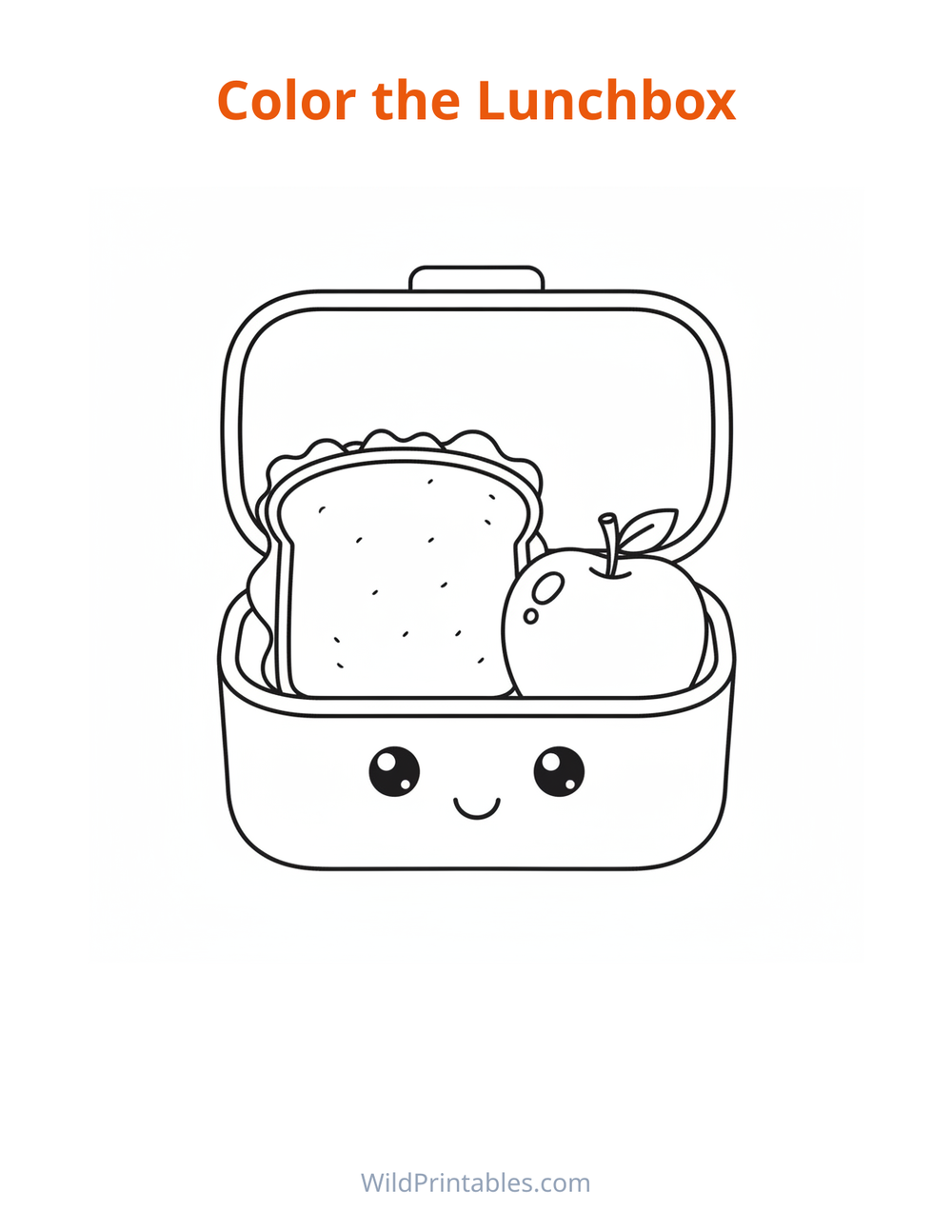 Lunchbox Coloring Page — free printable coloring for kids to print and color at home
