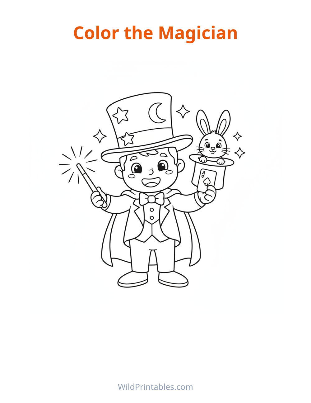 Magician Coloring Page — free printable coloring for kids
