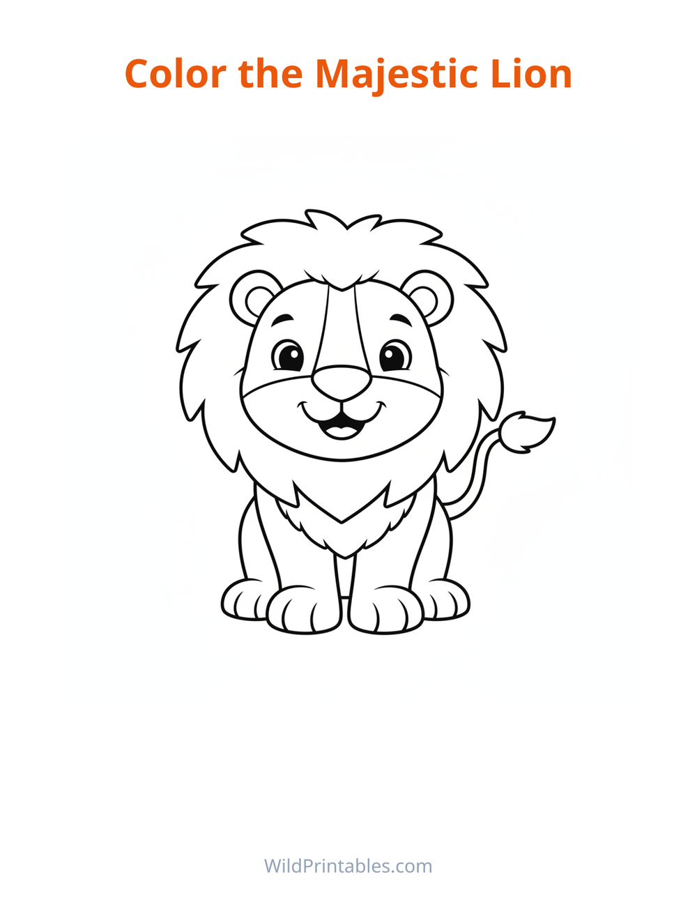 Majestic Lion Coloring Page — free printable coloring for kids to print and color at home