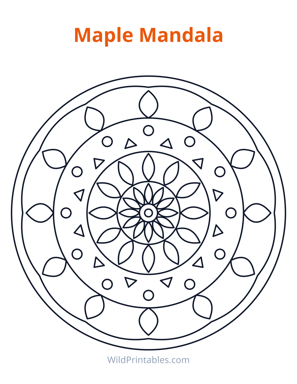 Maple Mandala — free printable mandala for kids to print and color at home