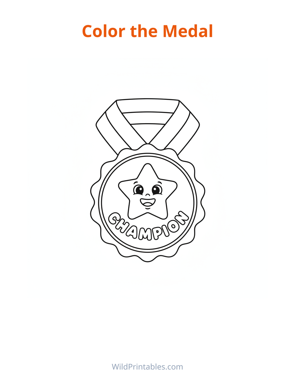 Medal Coloring Page — free printable coloring for kids