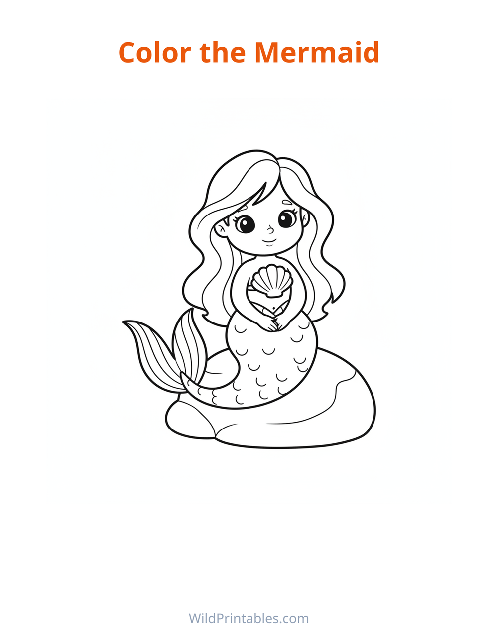 Mermaid Coloring Page — free printable coloring for kids
