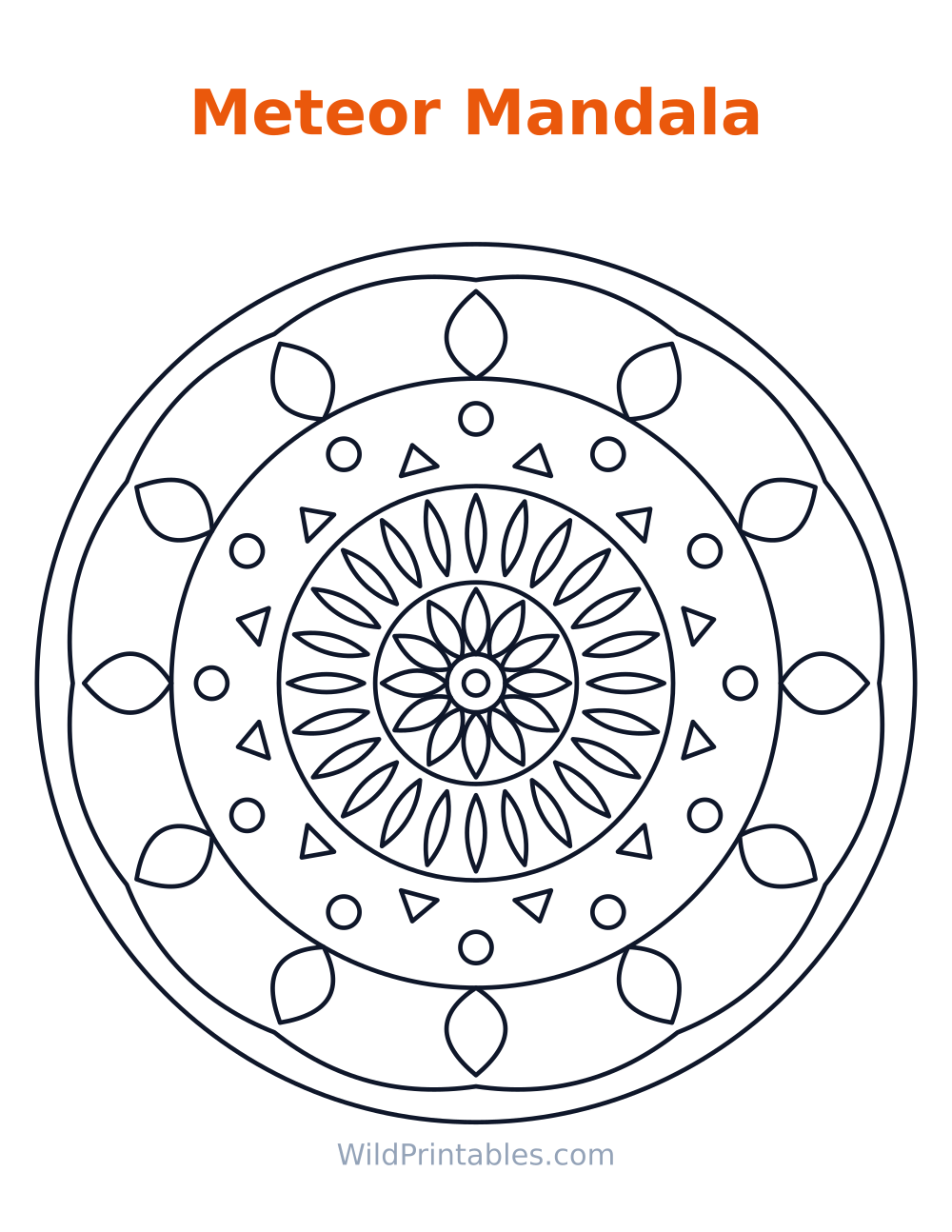 Meteor Mandala — free printable mandala for kids