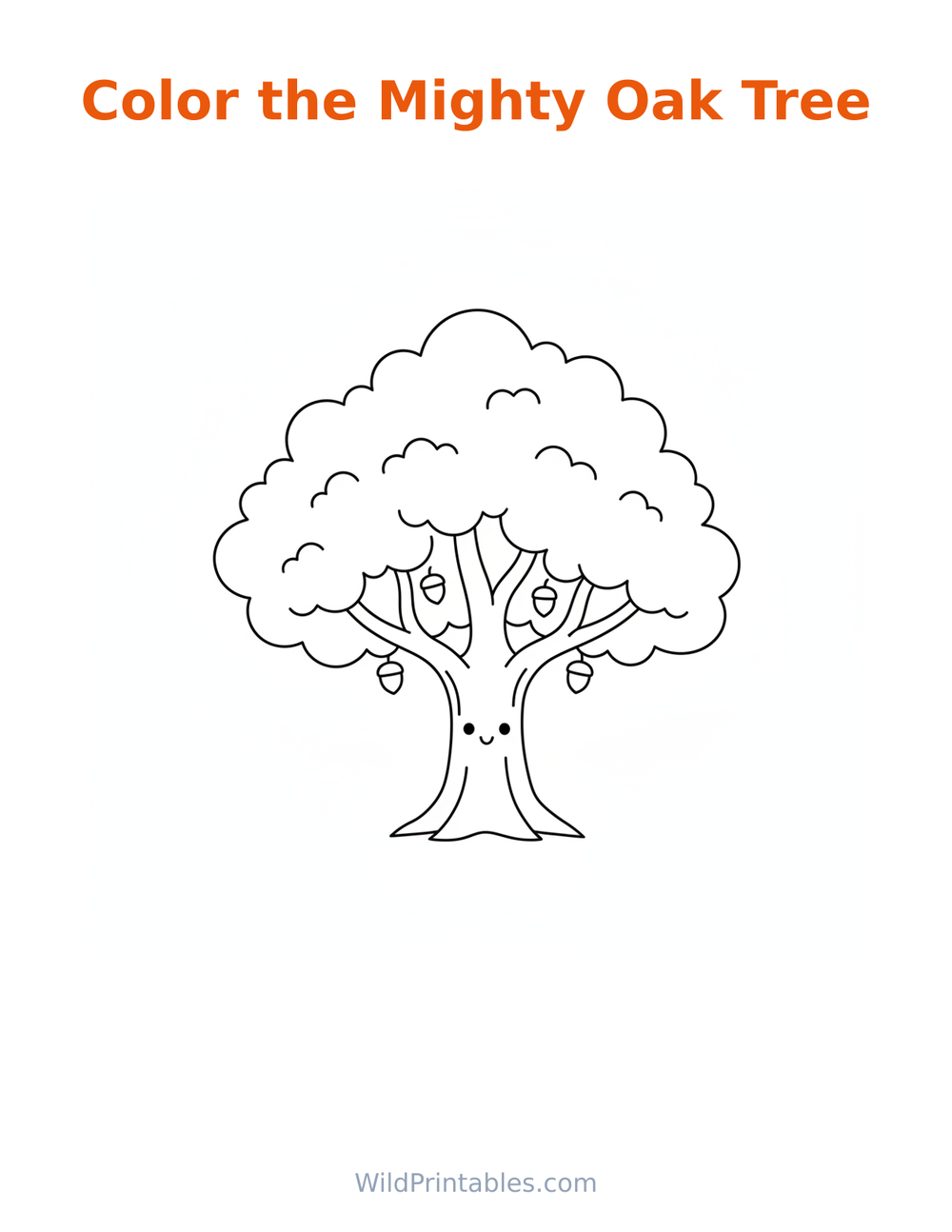 Mighty Oak Tree Coloring Page — free printable coloring for kids
