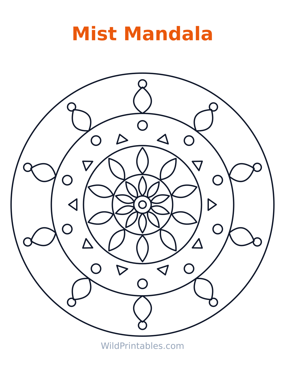 Mist Mandala — free printable mandala for kids