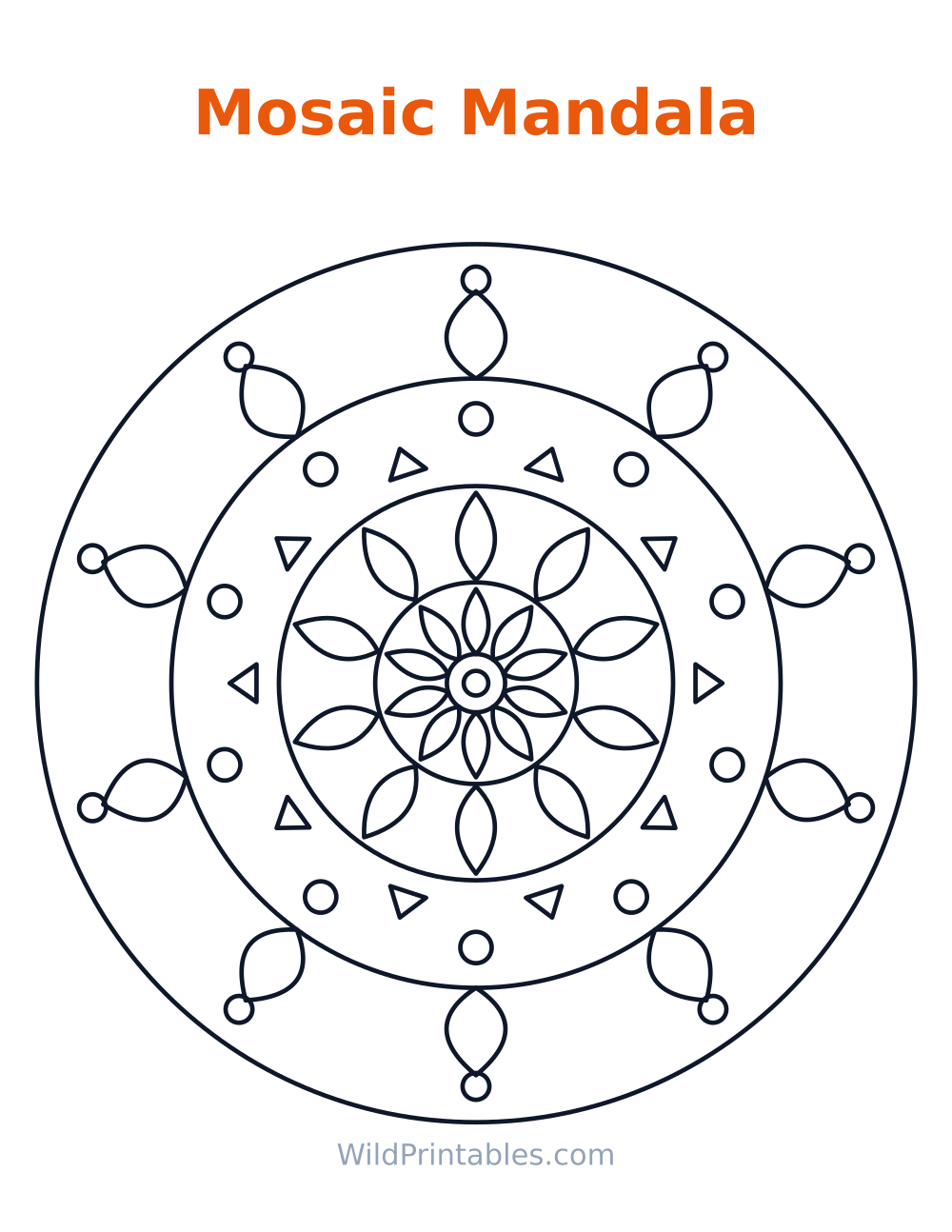 Mosaic Mandala — free printable mandala for kids