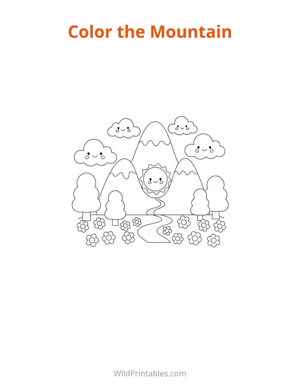 Mountain Coloring Page — free printable coloring for kids