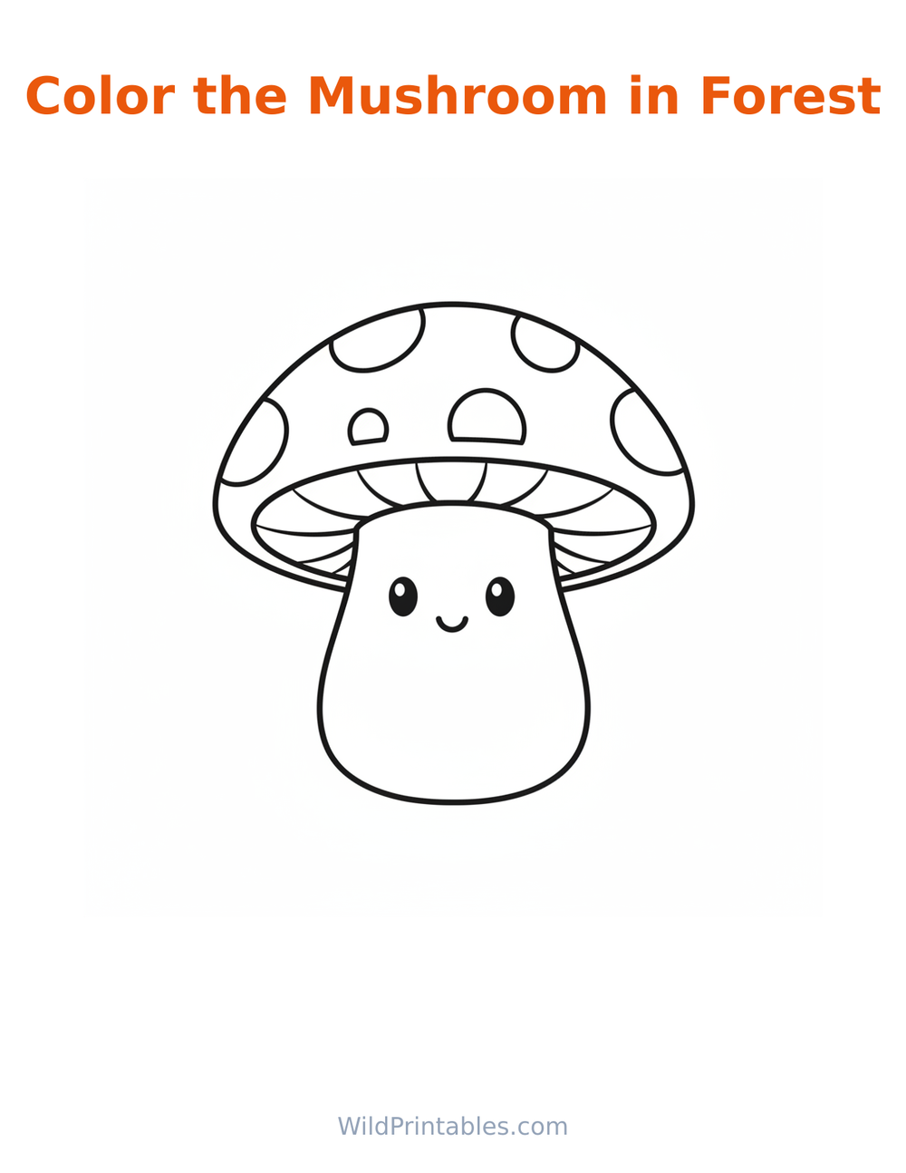 Mushroom in Forest Coloring Page — free printable coloring for kids