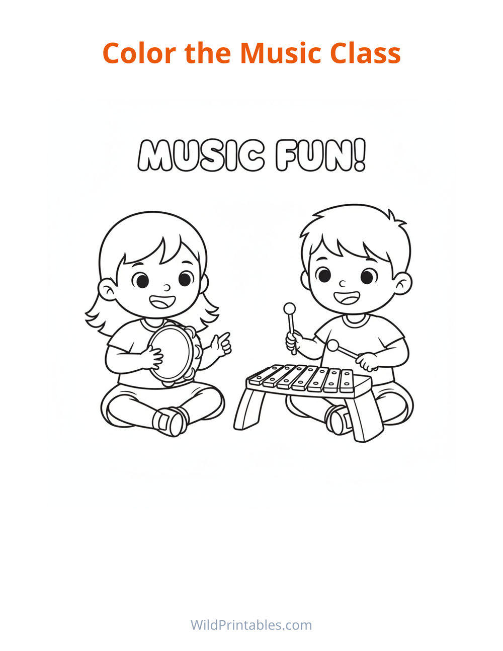 Music Class Coloring Page — free printable coloring for kids