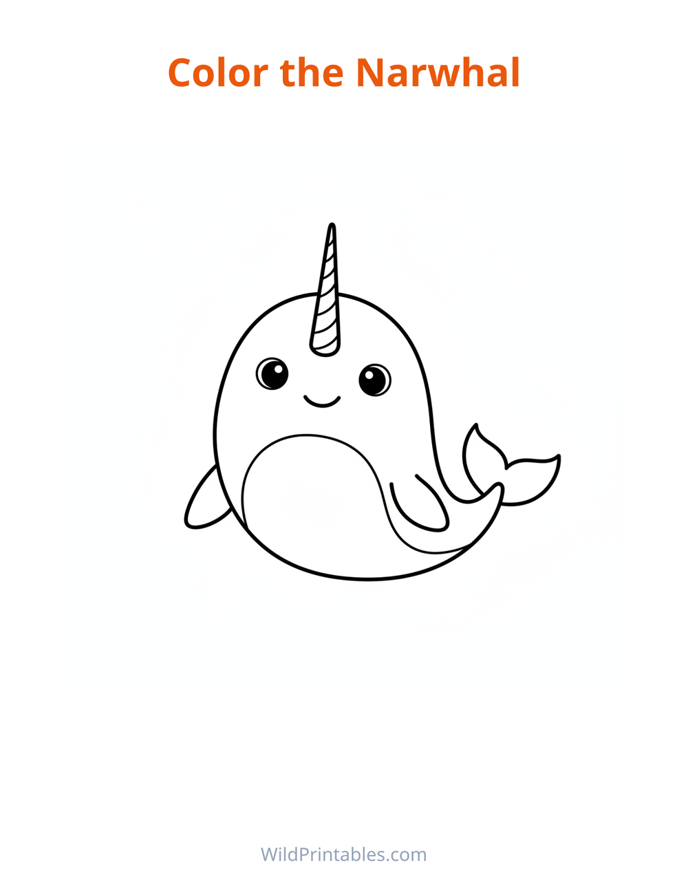 Narwhal Coloring Page — free printable coloring for kids