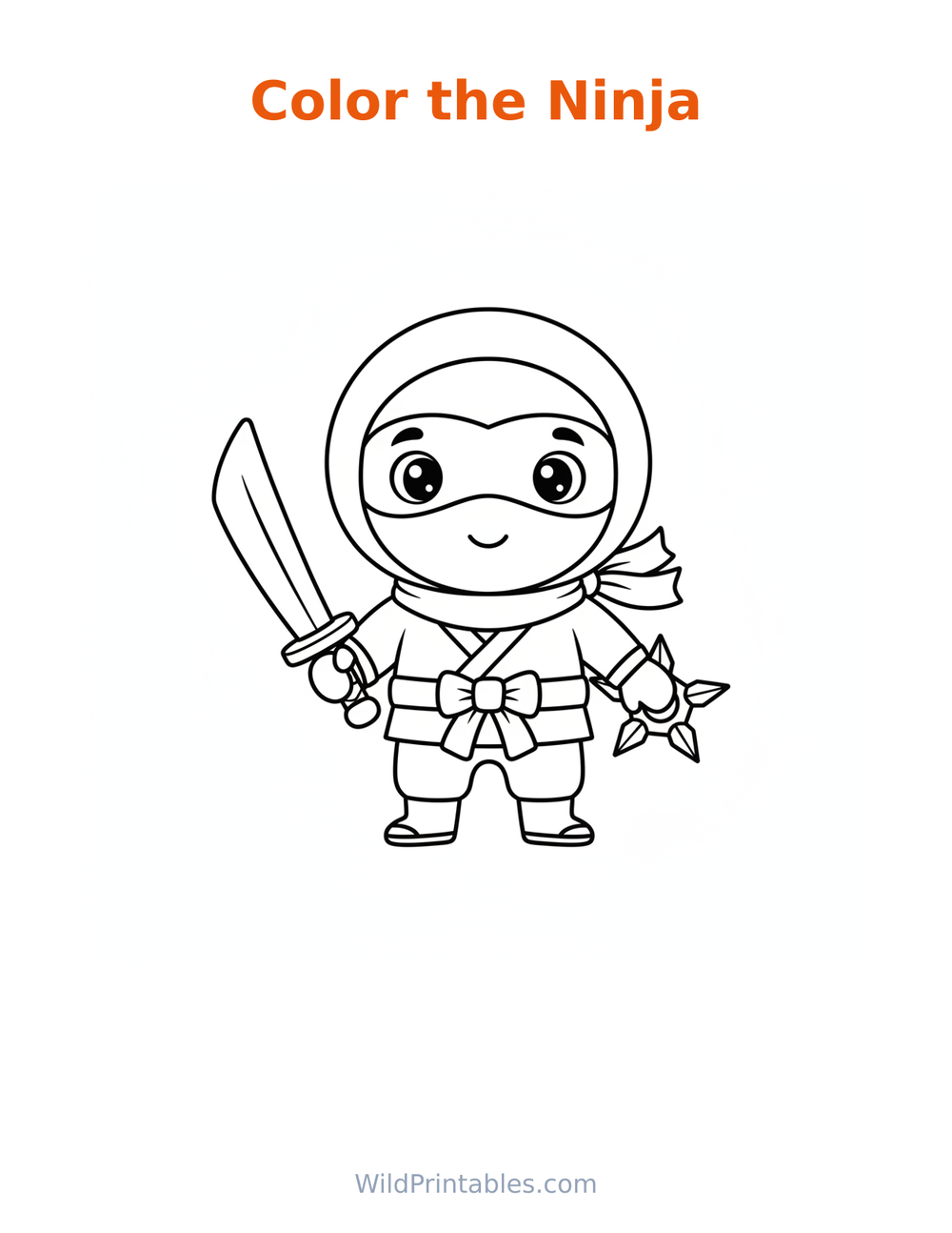 Ninja Coloring Page — free printable coloring for kids