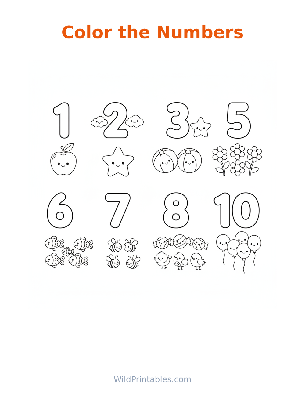Numbers Coloring Page — free printable coloring for kids
