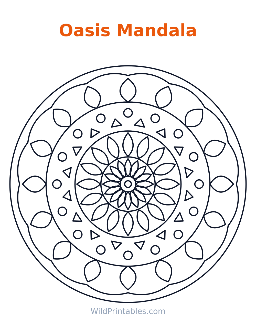 Oasis Mandala — free printable mandala for kids