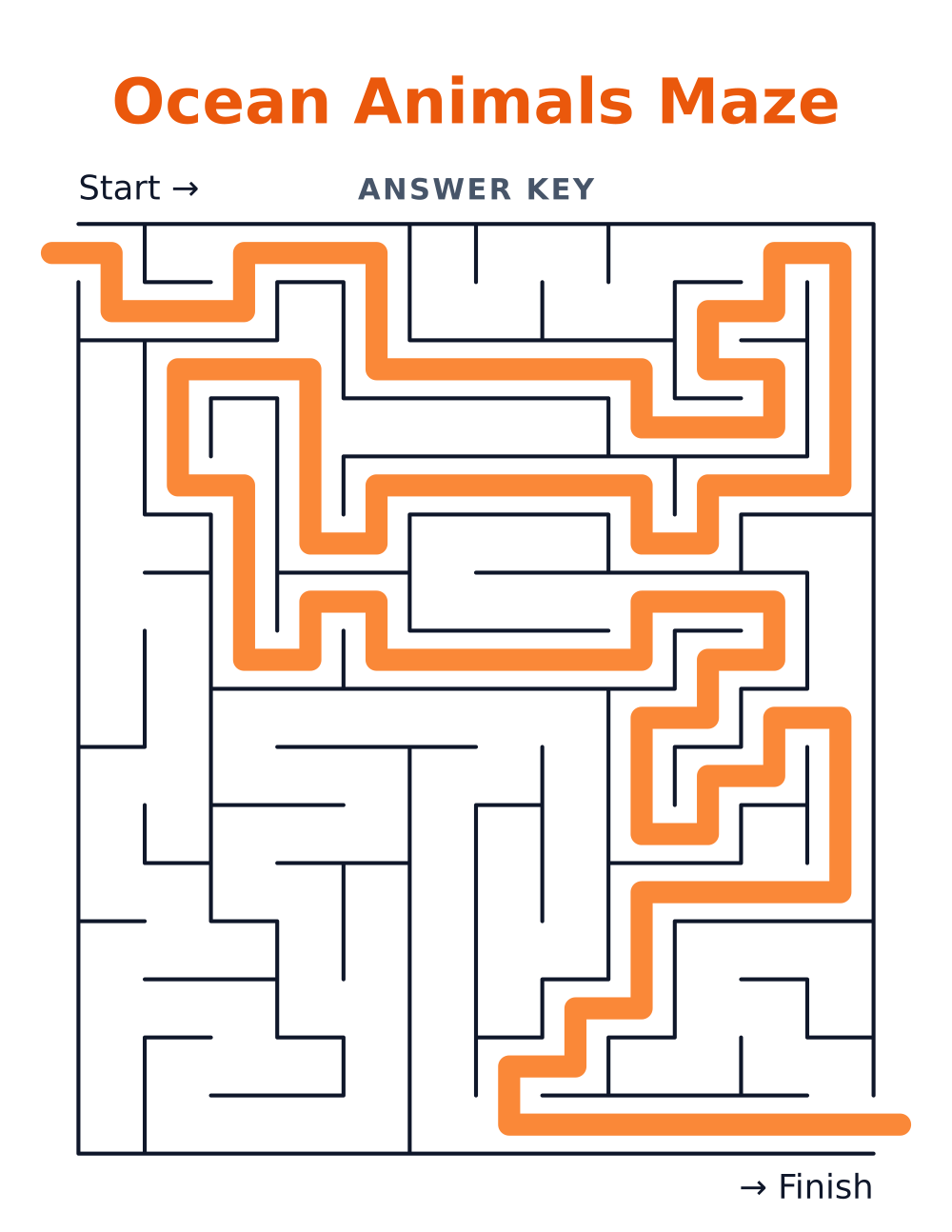 Ocean Animals Maze — answer key