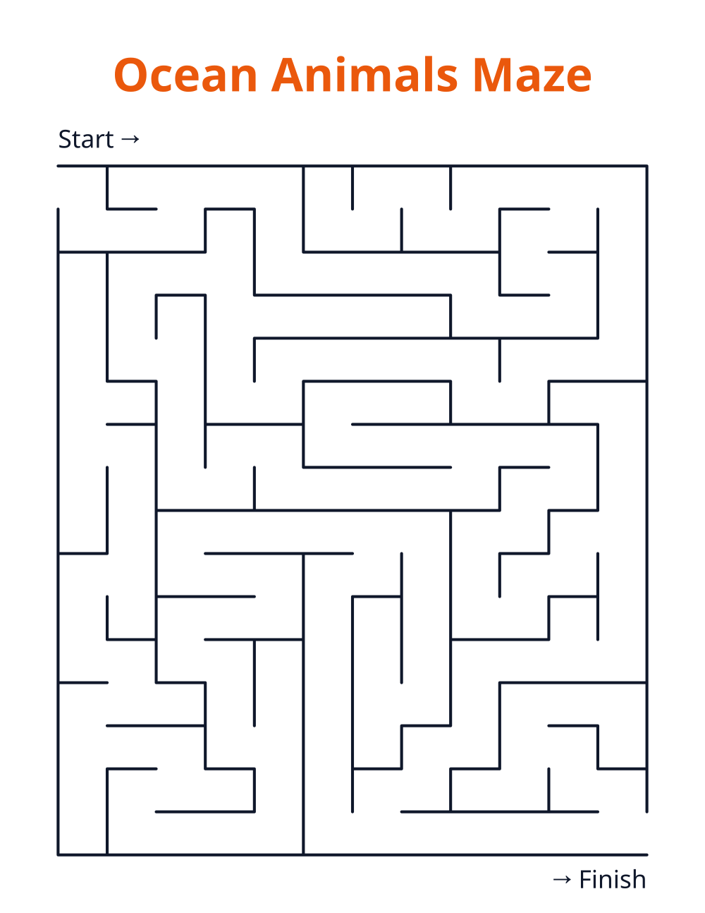 Ocean Animals Maze — free printable maze for kids
