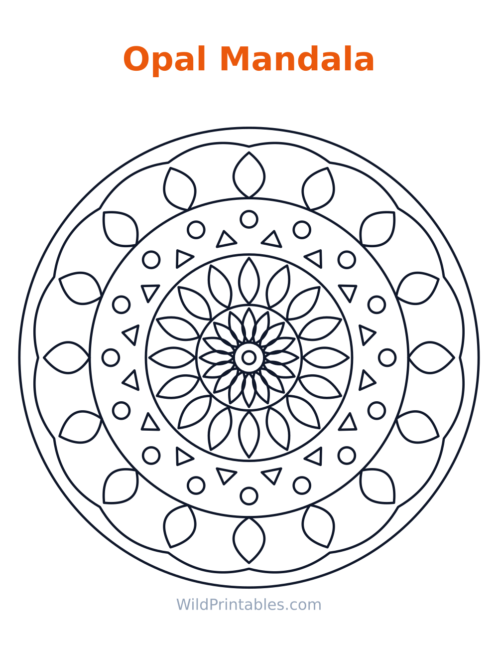 Opal Mandala — free printable mandala for kids