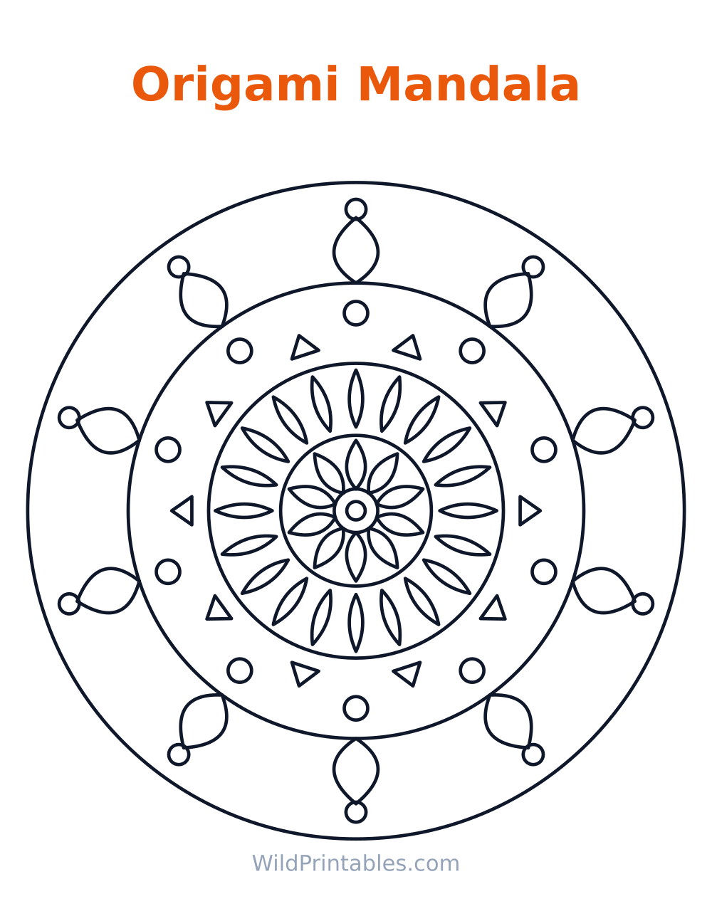 Origami Mandala — free printable mandala for kids