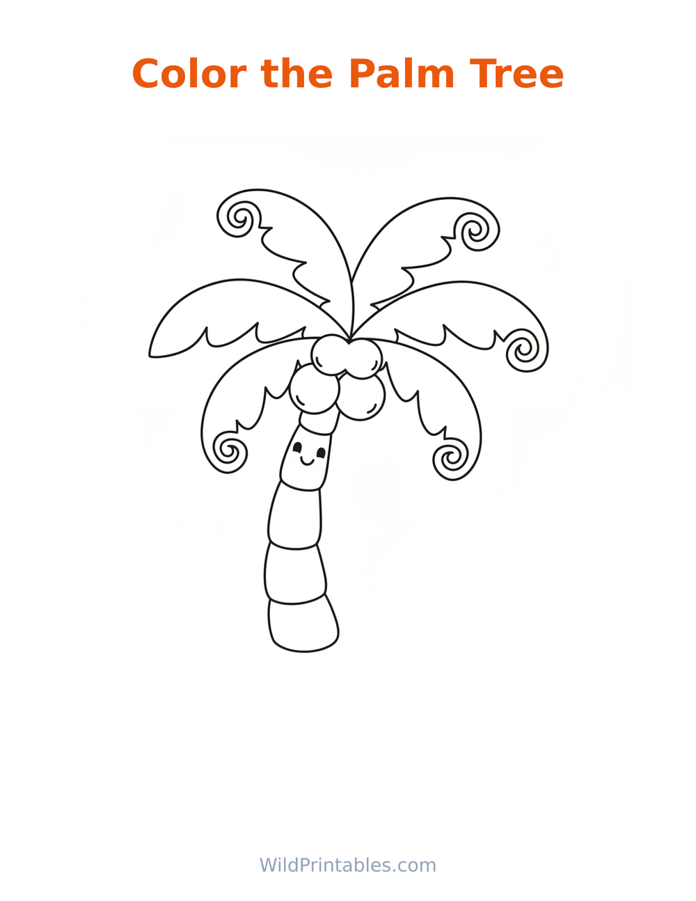 Palm Tree Coloring Page — free printable coloring for kids to print and color at home
