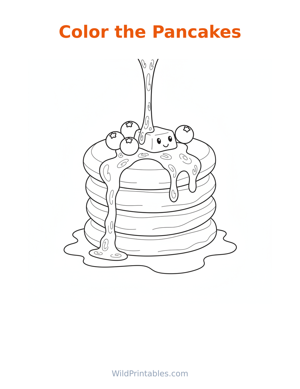 Pancakes Coloring Page — free printable coloring for kids