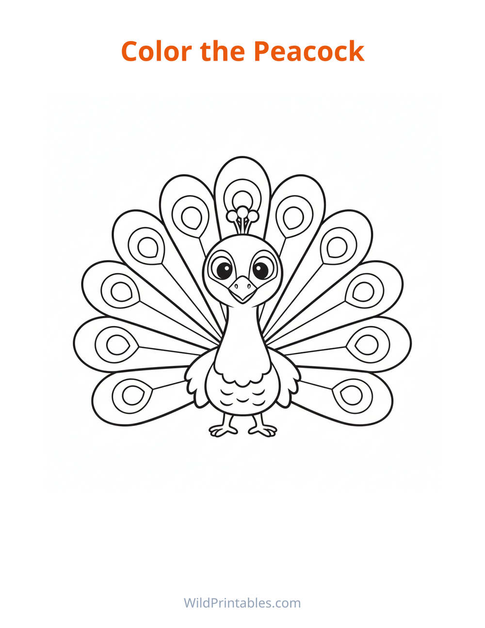 Peacock Coloring Page — free printable coloring for kids to print and color at home