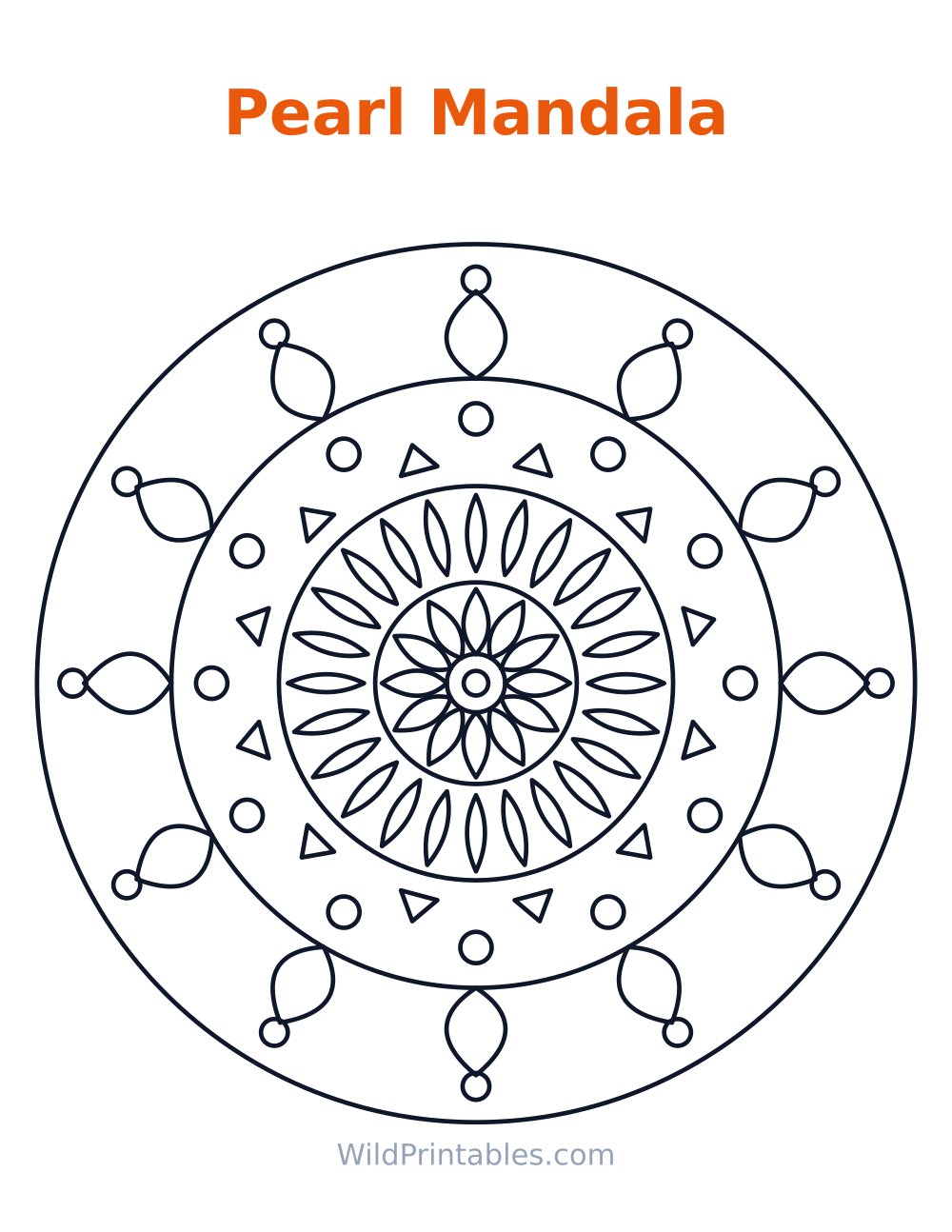 Pearl Mandala — free printable mandala for kids