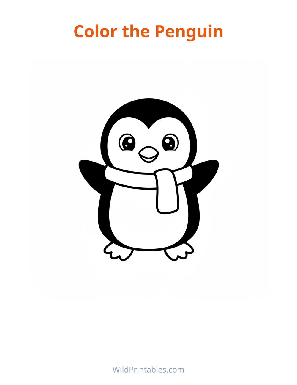 Penguin Coloring Page — free printable coloring for kids