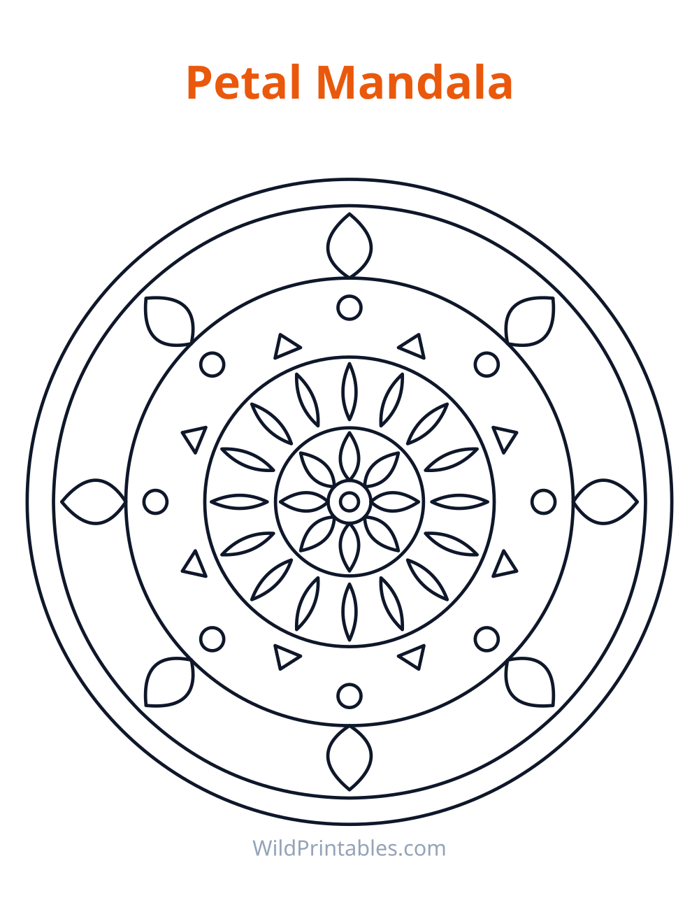 Petal Mandala — free printable mandala for kids to print and color at home
