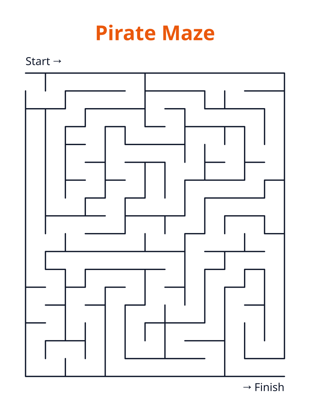 Pirate Maze — free printable maze for kids