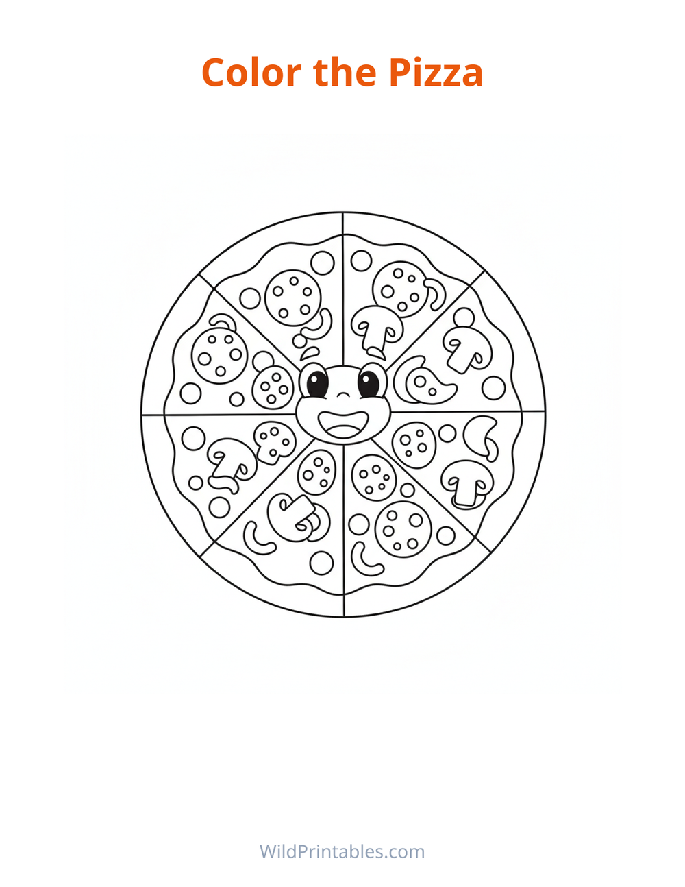 Pizza Coloring Page — free printable coloring for kids