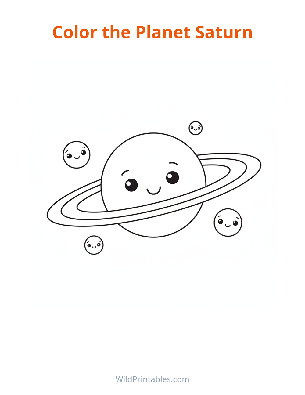 Planet Saturn Coloring Page — free printable coloring for kids