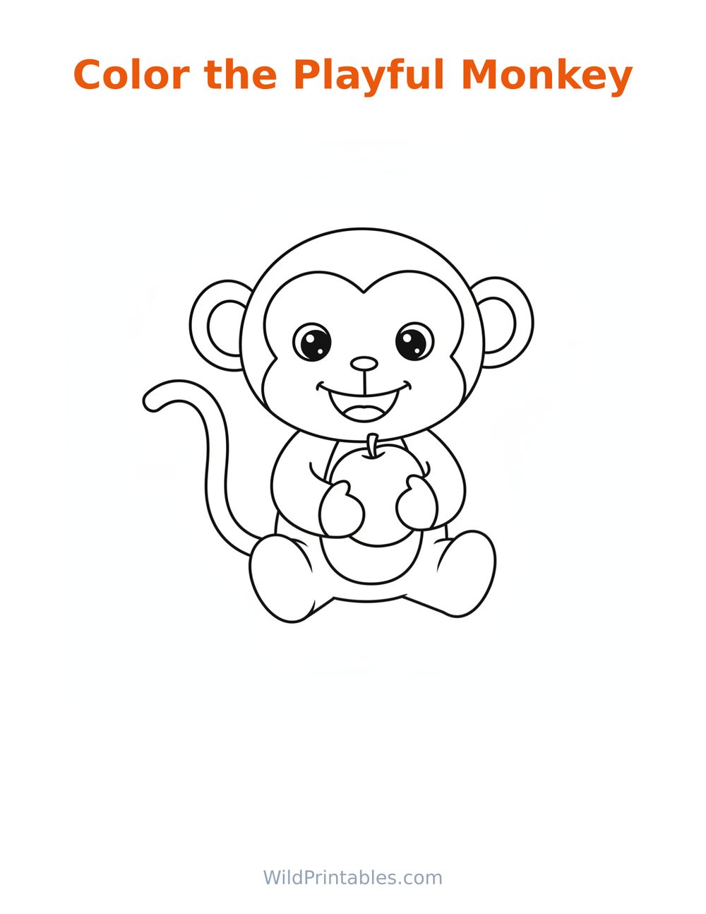 Playful Monkey Coloring Page — free printable coloring for kids